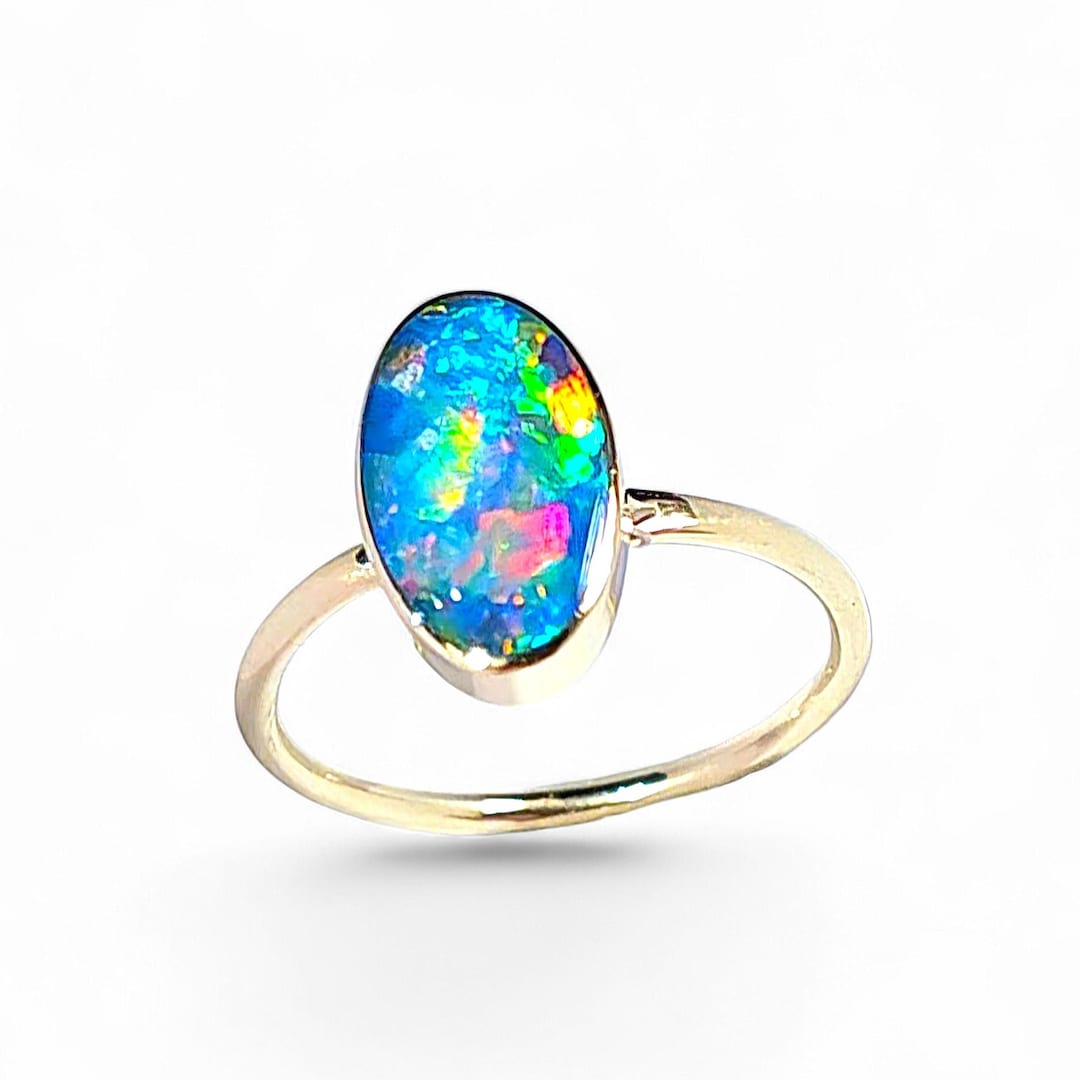 Floriane' 14k Gold Australian Opal Ring 2.2g Free Re-size P33 - Etsy