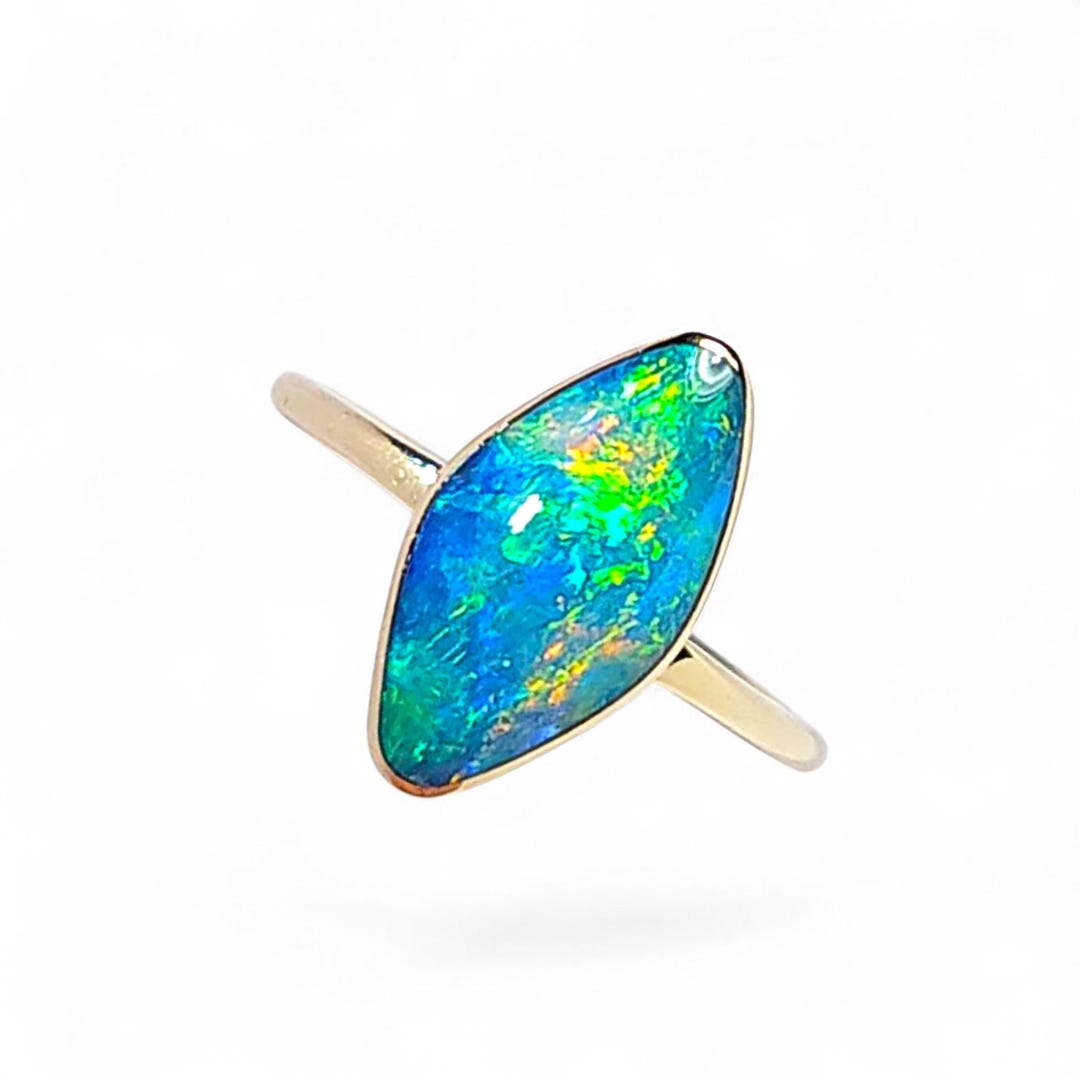 Etna' 14k Gold Australian Opal Ring 2.3g Free Re-size P36 - Etsy