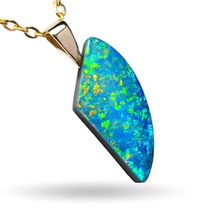 Khanjar &#39;Seltener Australischer Opal Anhänger 14k Gold Doublette Geschenk 7ct N85