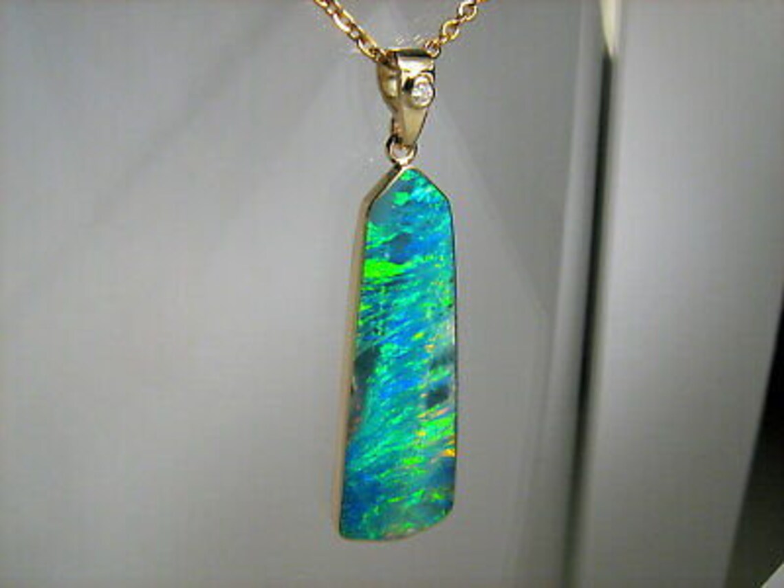 Stunning Quality Australian Opal Pendant 11.5ct 14k Gold & Etsy
