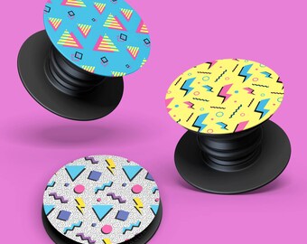 90s Rad Phone Grip Stand with 3 far out retro patterns to choose from