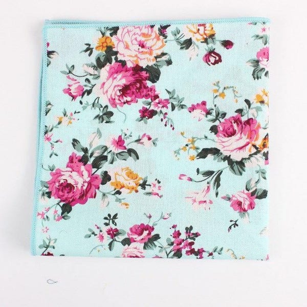 AZURE Floral Pocket Square| Mytieshop | Wedding ideas | Groom | Groomsmen | Prom | Floral print | Suit and Tie accessories
