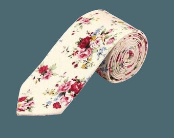 JONAH Floral Skinny Tie 2.36" Mytieshop | Wedding ideas | Floral print ties | wedding ties | neckties wedding | Groomsmen and groom