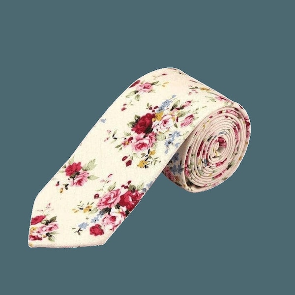 JONAH Floral Skinny Tie 2.36" Mytieshop | Wedding ideas | Floral print ties | wedding ties | neckties wedding | Groomsmen and groom