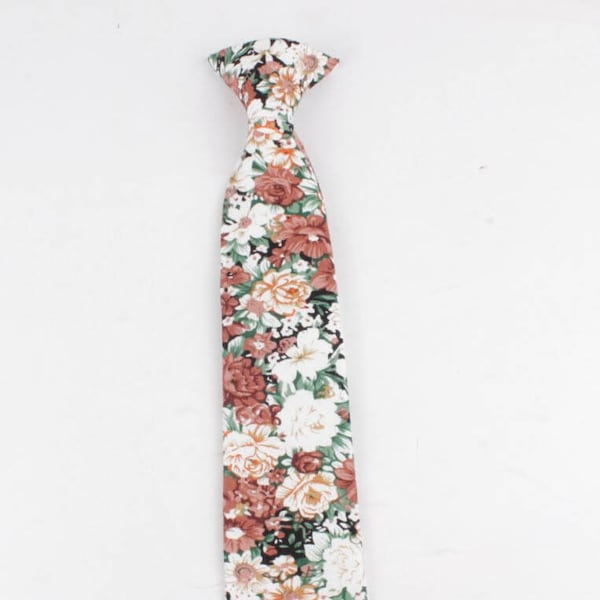 PEACH Boys Floral Clip On Tie 2.3"| Mytieshop | Wedding ideas | Groom | Groomsmen | Ring bearer | Floral print