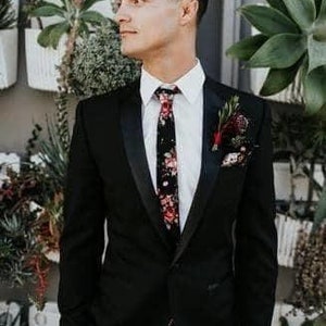 JAMES Black Floral Skinny Tie 2" - Mytieshop - {{ product.description }}