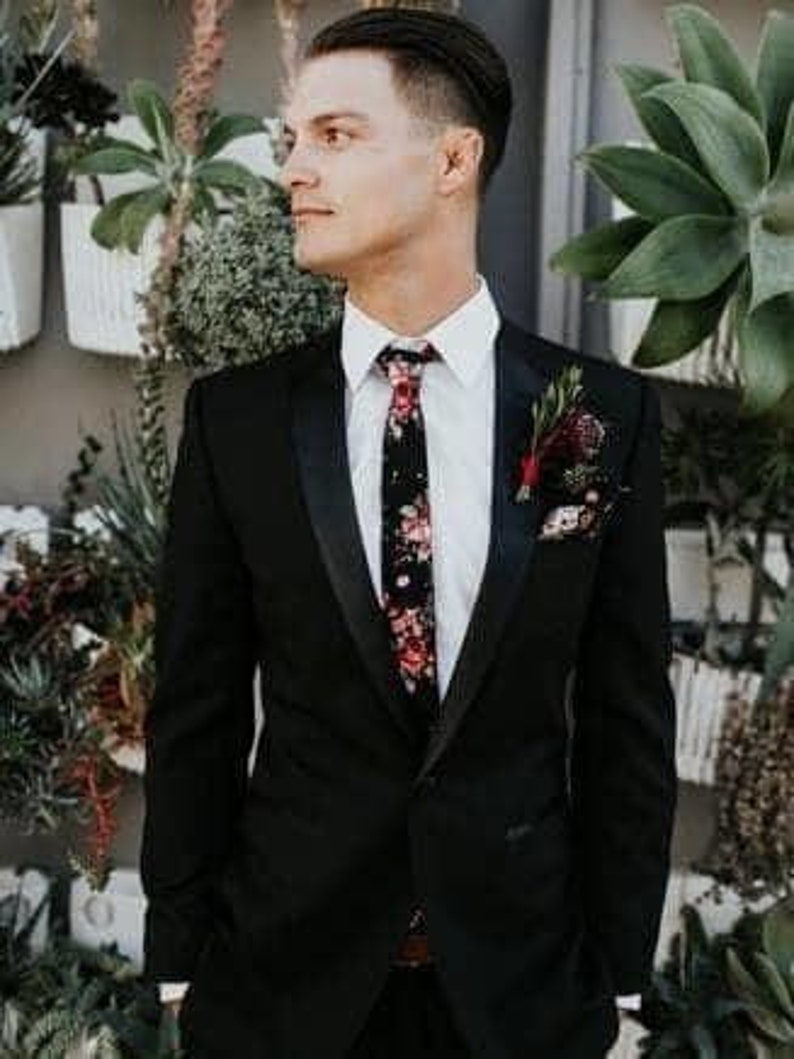 JAMES Black Floral Skinny Tie 2" - Mytieshop - {{ product.description }}