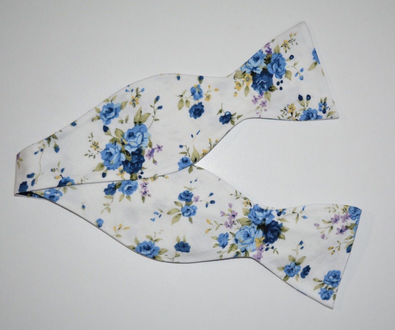 SAGE Men#39;s White And Blue Save money Bow Flower Tie - price Self