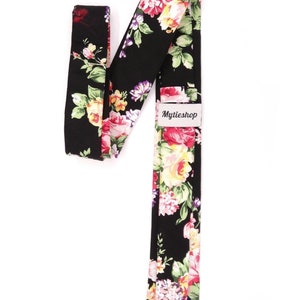 DAVID Black Floral Skinny Tie 2.36" Floral Tie Mytieshop - Mytieshop - {{ product.description }}