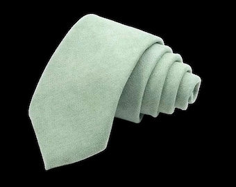 Sage Green Suede Skinny Tie 2.36" EMME Mytieshop | Wedding ideas | Floral print ties | wedding ties | Sage green ties | Groomsmen and groom
