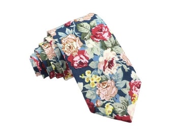 EVANDER Skinny Floral Tie 2.36"Mytieshop | Wedding ideas | Floral print ties | wedding ties | neckties wedding | Groomsmen and groom
