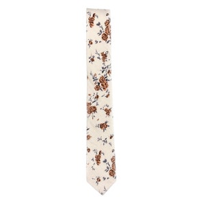 Beige Floral skinny tie ERIC MYTIESHOP - Mytieshop - {{ product.description }}