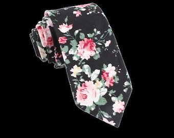 DAN Skinny Floral Tie 2.36" Mytieshop | Wedding ideas | Floral print ties | wedding ties | neckties wedding | Groomsmen and groom