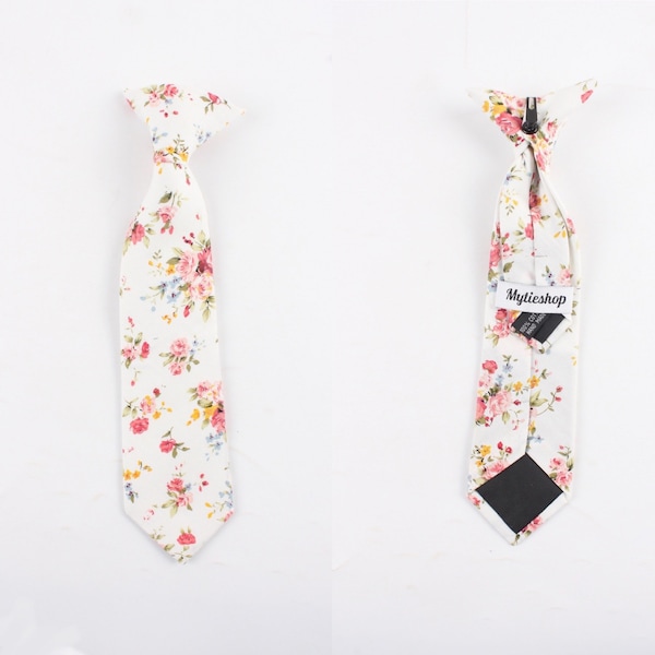 BENJAMIN Boys Floral Clip On Tie 2.36" for toddlers and kids| Mytieshop | Wedding ideas | Groom | Groomsmen | Ring bearer | Floral print