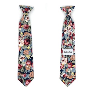 EVANDER Boys Floral Clip On Tie 2.36" for toddlers and kids| Mytieshop | Wedding ideas | Groom | Groomsmen | Ring bearer | Floral print