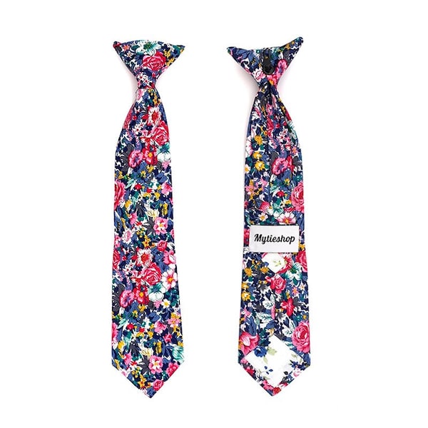 ROBERT -  Boys Floral Clip On Tie 2.3" | Boys Tie | Boys Floral Tie | Flower Tie | Weddings | Ideas | For Him | Gift | Children | Kids