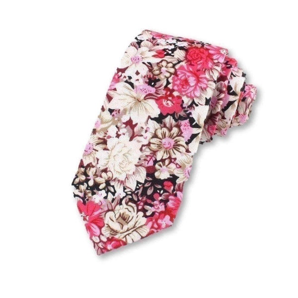 Floral corbata delgada retro
