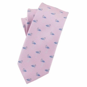LEAH Flamingo Skinny Tie 2.36&quot; Mytieshop | Wedding ideas | Floral print ties | wedding ties | neckties wedding | Groomsmen and groom