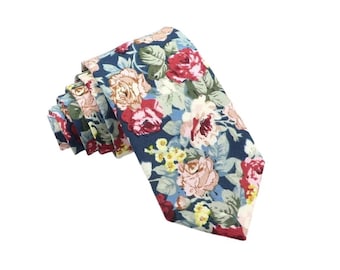 EVANDER Skinny Floral Tie 2.36"Mytieshop | Wedding ideas | Floral print ties | wedding ties | neckties wedding | Groomsmen and groom