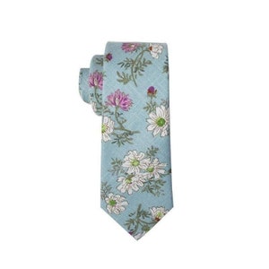 Blue Skinny Floral Tie 2.36&quot; JOSUE Mytieshop | Wedding ideas | Floral print ties | wedding ties | neckties wedding | Groomsmen and groom