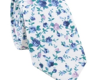 WISTERIA Floral Skinny Tie 2.36" Mytieshop | Wedding ideas | Floral print ties | wedding ties | neckties wedding | Groomsmen and groom