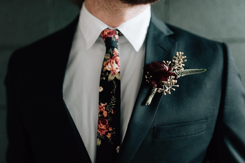 JAMES Black Floral Skinny Tie 2" - Mytieshop - {{ product.description }}