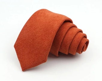 Rust Orange Suede Skinny Tie 2.36" SAFFRON Mytieshop | Wedding ideas | Rust red ties | wedding ties | neckties wedding | Groomsmen and groom