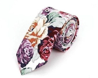 CLEO Floral Skinny Tie 2.36" Mytieshop | Wedding ideas | Floral print ties | wedding ties | neckties wedding | Groomsmen and groom