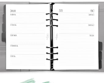 Calendar 2024 A5 1W2S "WE + notes lined", planner 2024 German, calendar 2024 German, calendar inserts 2024, calendar 2023 2024