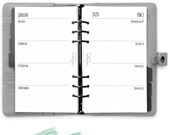 Calendar 2024 Personal 1W2S "Notes left dot grid", Planner 2024 German, Calendar 2024 German, Calendar Inserts 2024, Calendar 2023 2024