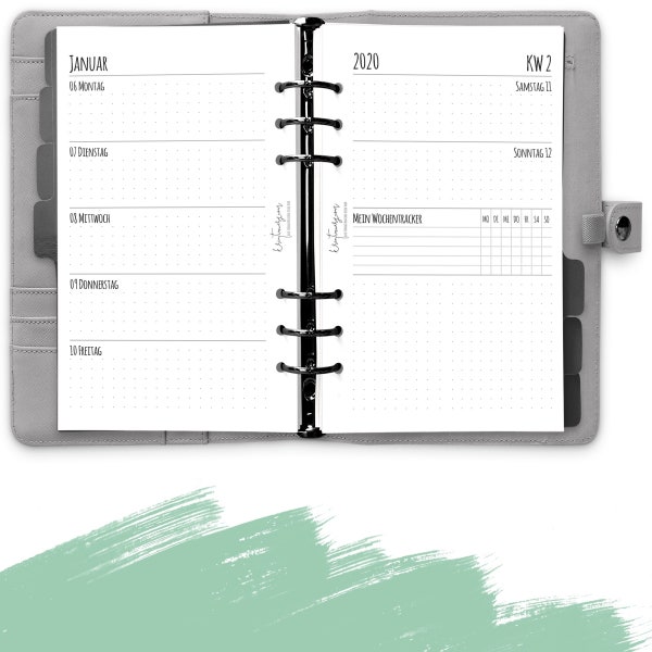 Kalender 2024 Personal 1W2S "Tracker dot grid", Planer 2024 deutsch, Kalender2024 deutsch, Kalender Einlagen 2024, Kalender 2023 2024