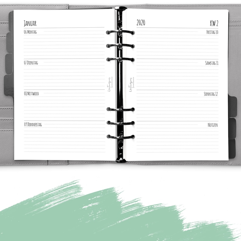 Calendar 2024 A5 1W2S Notes lined on the right, planner 2024 German, calendar 2024 German, calendar inserts 2024, calendar 2023 2024 image 1
