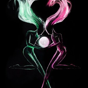 Twin flame unity pink and green  - Digital Download fine art spirituality