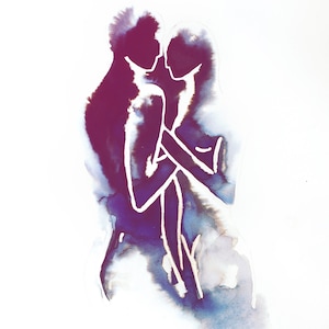 Chemistry twin flame art in blue tones  - Digital Download