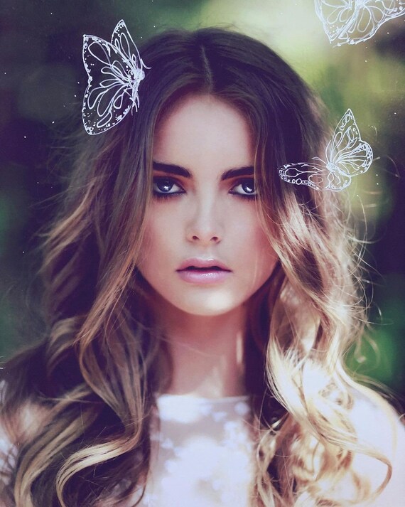 White Butterflies Hand Detailed Giclee Print A3