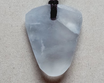 Raw 33*25 mm natural Celestite pendant in cotton cord, GIFT, Handcrafted item, New Collection!