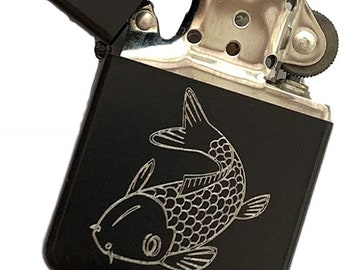 Carp Fishing Grey Petrol Star Lighter ENGRAVED FREE… T398 