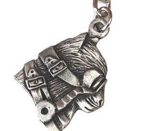 Steampunk Mexican Cat KeyRing Hand Crafted Pewter Key Ring in pouch Gift 