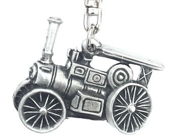 Traction Engine Handcrafted In Solid English Pewter Key ring Hin-KR1265