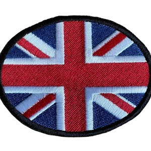 Ovale Union Jack entièrement brodé à coudre ou à repasser sur patch (A)