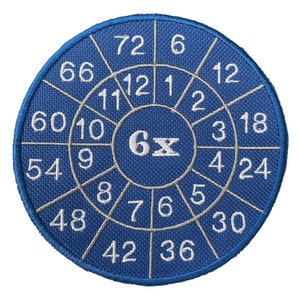Times Table Wheel (6 x Tables) Embroidered Maths Homework Helper (A)