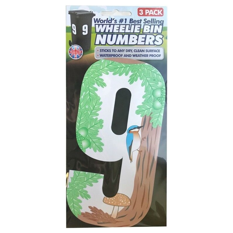 Wheelie Bin Numbers Stickers Pack of 3 number 9 Etsy