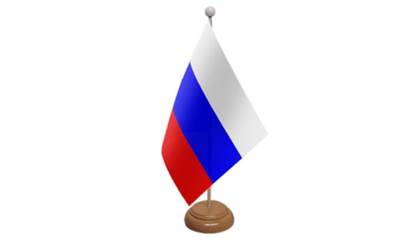 9" x 6" with Wooden Stand Russia Table Flag 