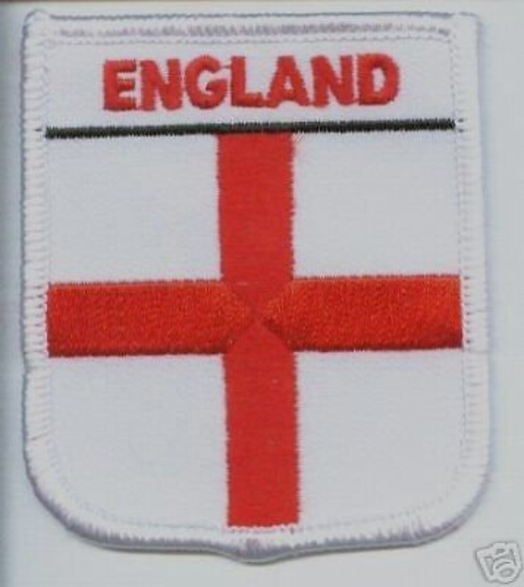 thumbnail interactive-video image 1 of England St George's Cross Patriotic Flag Patch – Iron On / Sew On Embroidered Badge (6cm) 1 of 4