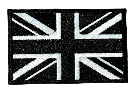 Union Jack Schwarz Flagge Bestickt Aufnäher Bügel Patch Abzeichen 