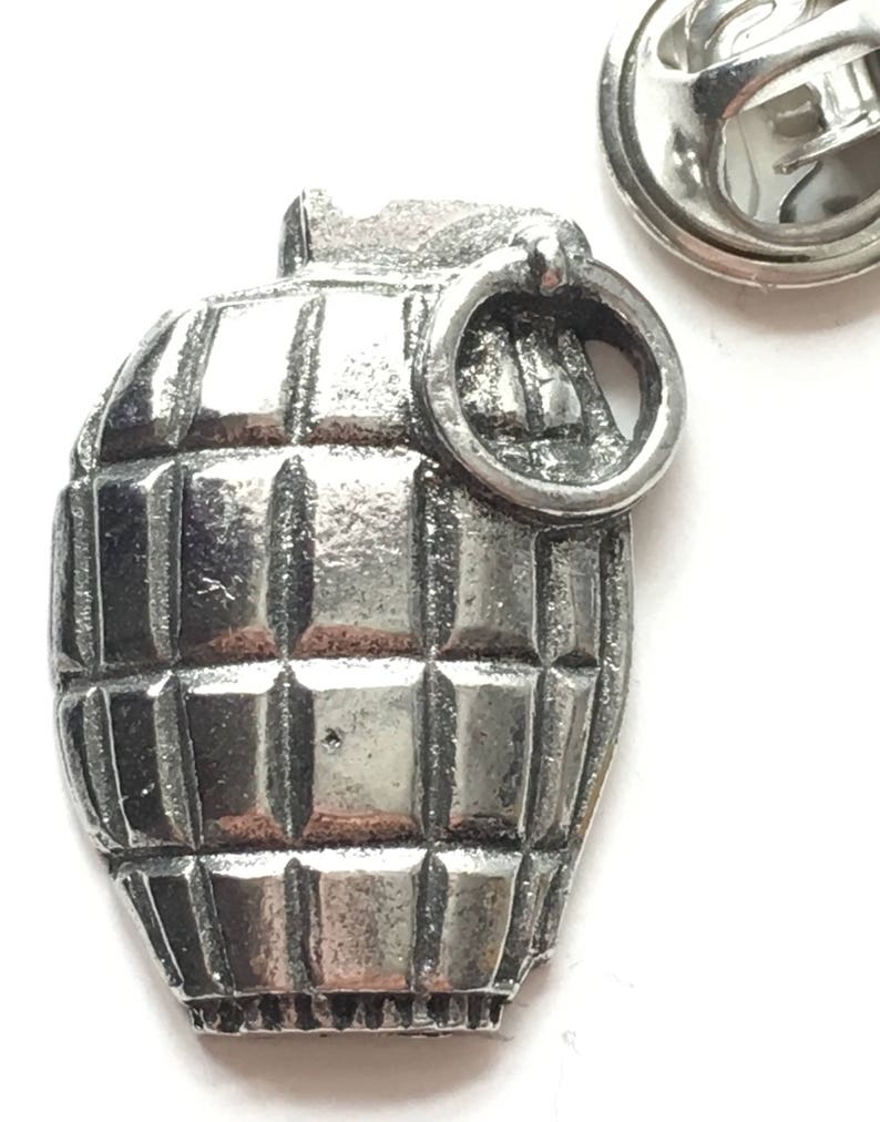 Grenade Military Pewter Lapel Pin Badge Etsy