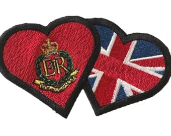 Royal Military Police And Union Jack Heart Friendship Sew / Iron on Patch Badge (A)