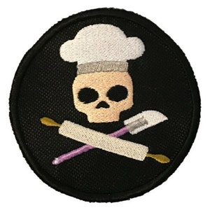 Skull Professions Baker / Chef Embroidered Sew or Iron on Patch (A)