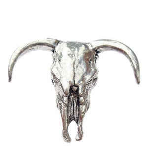 Long Horn Skull PP-W12 English Pewter Ring Adjustable Handmade in Sheffield Long Horn Skull PP-W12 English Pewter Ring Adjustable Handmade in Sheffield