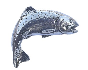 Brooch Jewelry Atlantic Salmon Fish Leaping Freshwater Fish Pewter Lapel Pin F059 Brooch Jewelry Atlantic Salmon Fish Leaping Freshwater Fish Pewter Lapel Pin F059